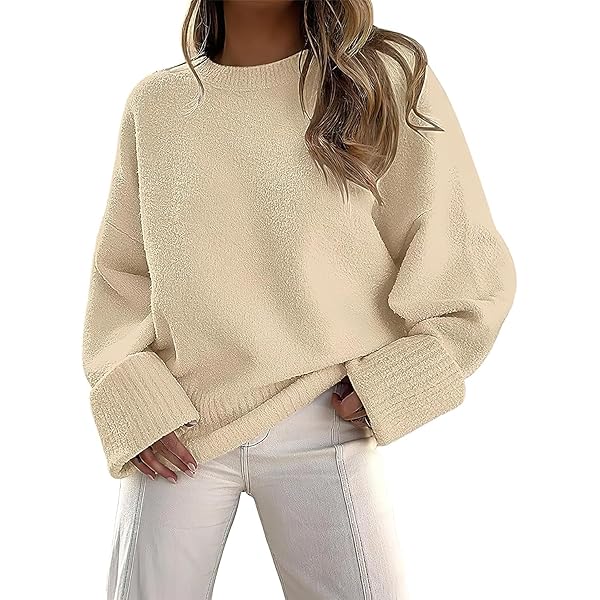 Women Fall Oversized Sweaters Y2k Long Sleeve Knit Fuzzy Pullover